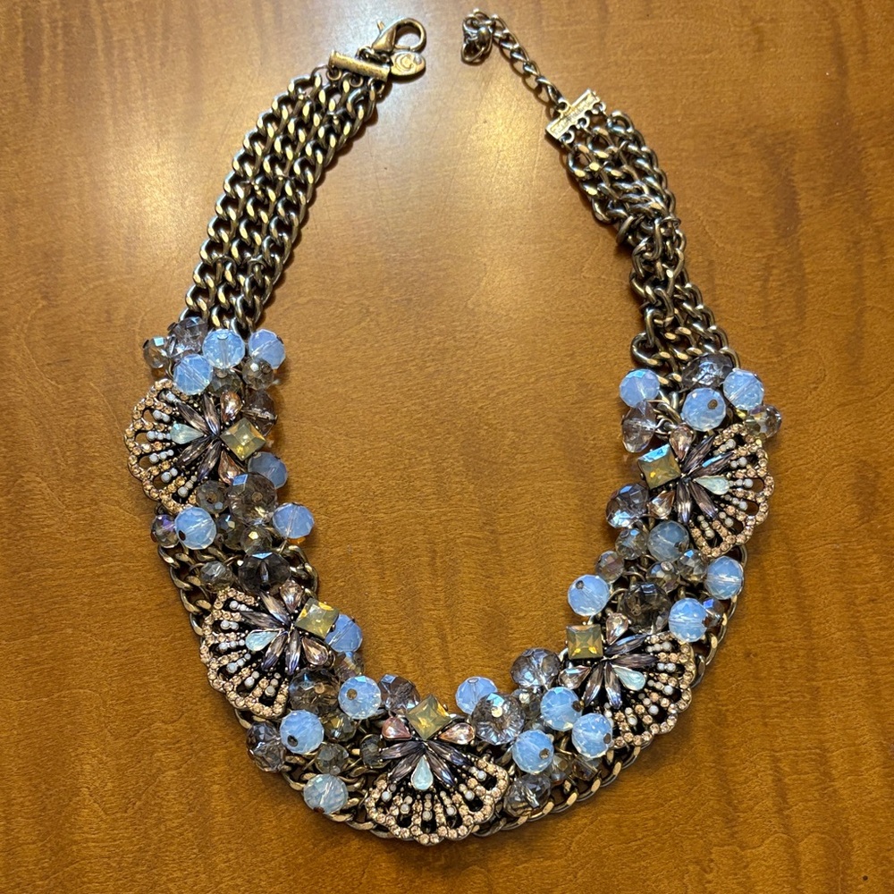 J Crew | Spectacular Statement Necklace with Blue and Silver Accents